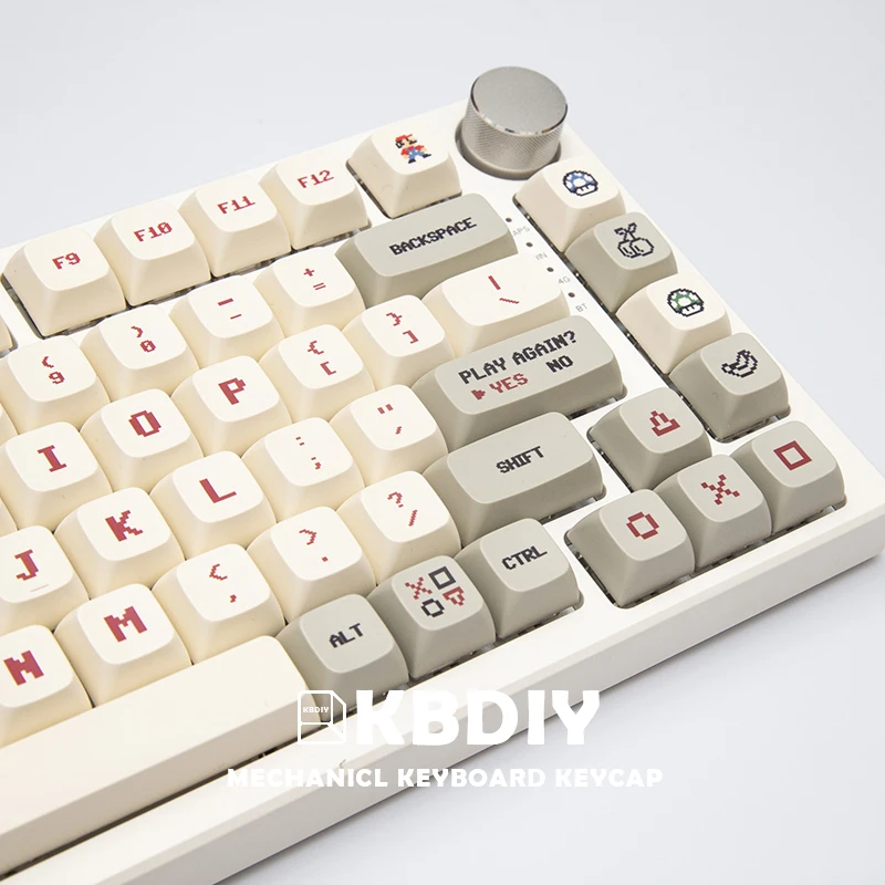 KBDiy-Tapa de tecla de perfil XDA para ordenador familiar, 143 teclas para teclado mecánico, PBT personalizado, 61, 60, juego de teclas de Anime Retro blanco