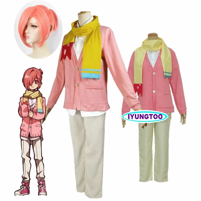 Mitsuba Sousuke Cosplay Anime Jibaku Shounen Toilet Bound Hanako kun Cosplay Costume Pink Wig Uniform NSD333