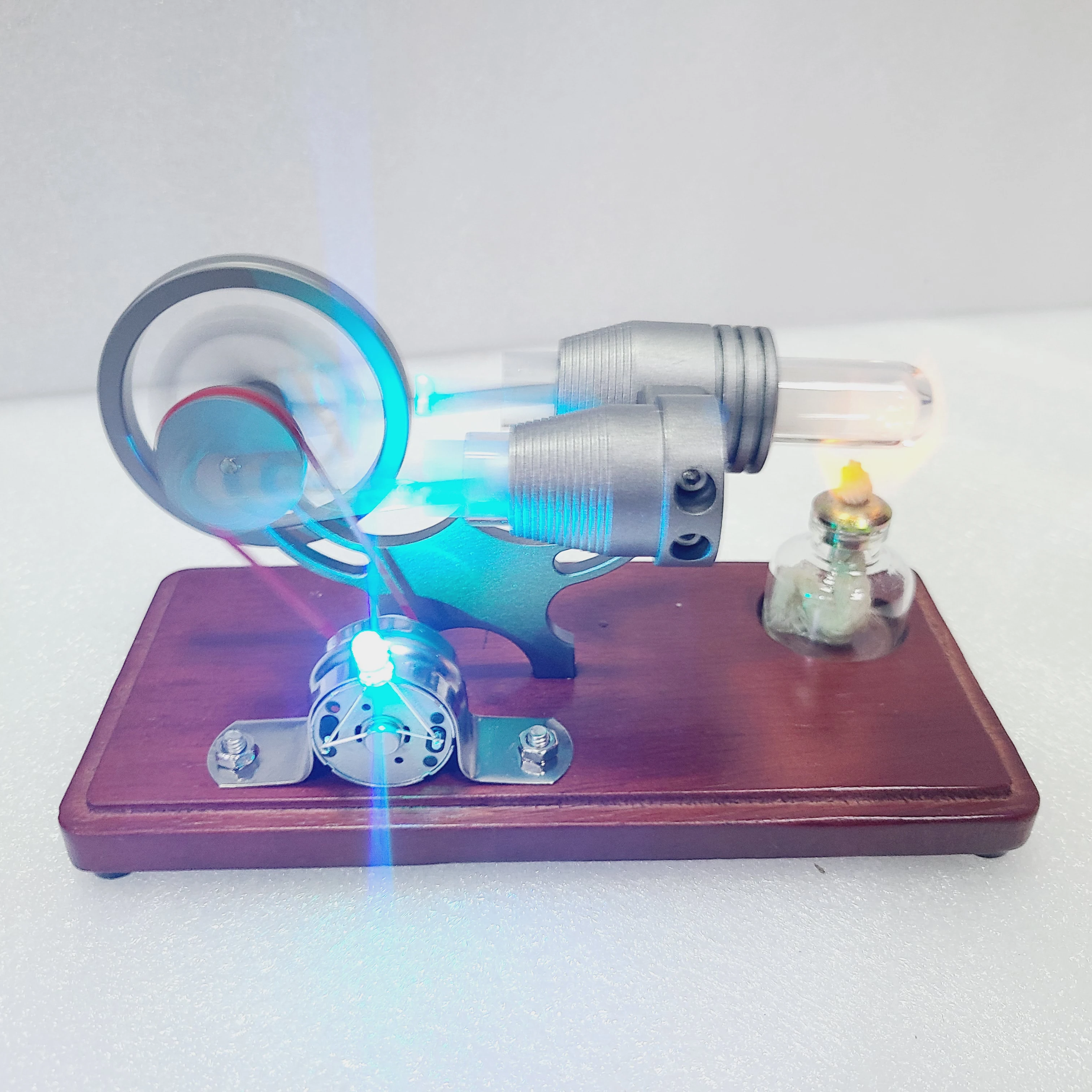 

DIY Engine Physical Ethanol Engine Mini Model LED Light Flywheel Science Experiment Educational Toy Model Toy