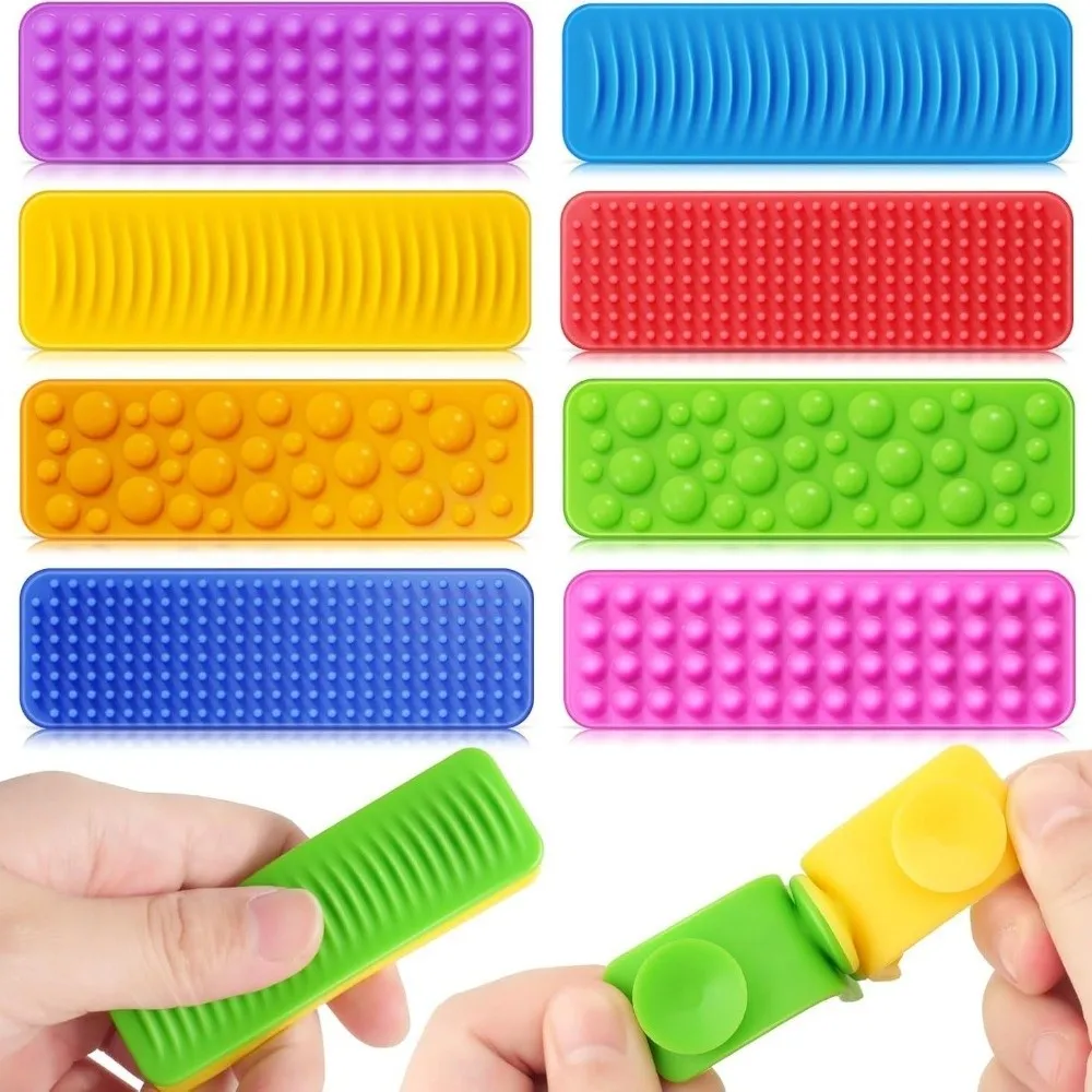 Silikon Sensorisches Zappelspielzeug Strukturierter Streifen Fingerspitze Sensorisches Saugnapfspielzeug Halten Sie die Hände Beschäftigt Buntes Zappel-Stressspielzeug
