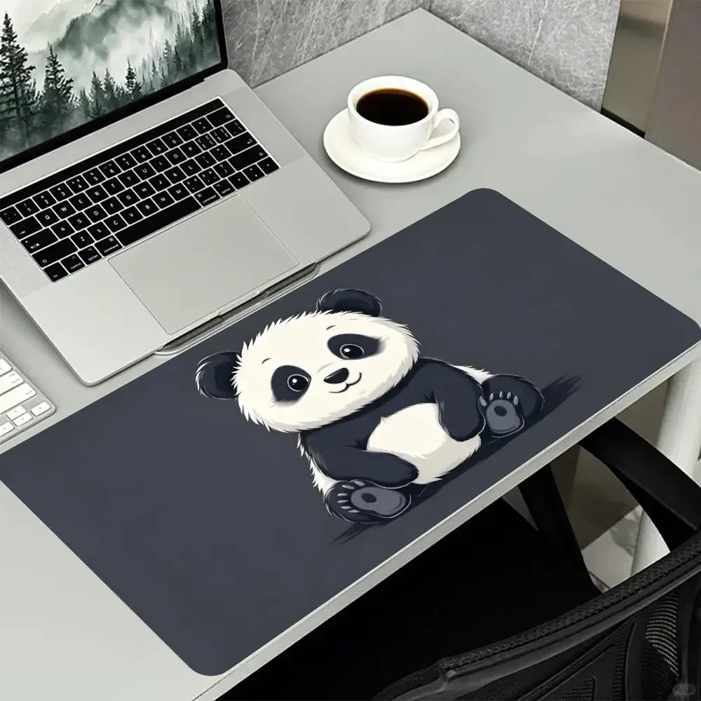 Large Mouse Pad Cute Cartoon Panda Print Stitched Edge Anti Slip Rubber Desk Mat For Gaming Working Home Office Laptop Computer