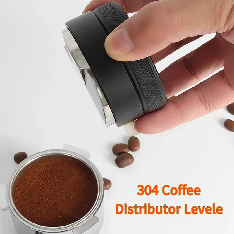 Adjustable Depth Coffee Distributor Leveler - 3 Angled Slopes 51/58mm Portafilters, Espresso Hand Tamper