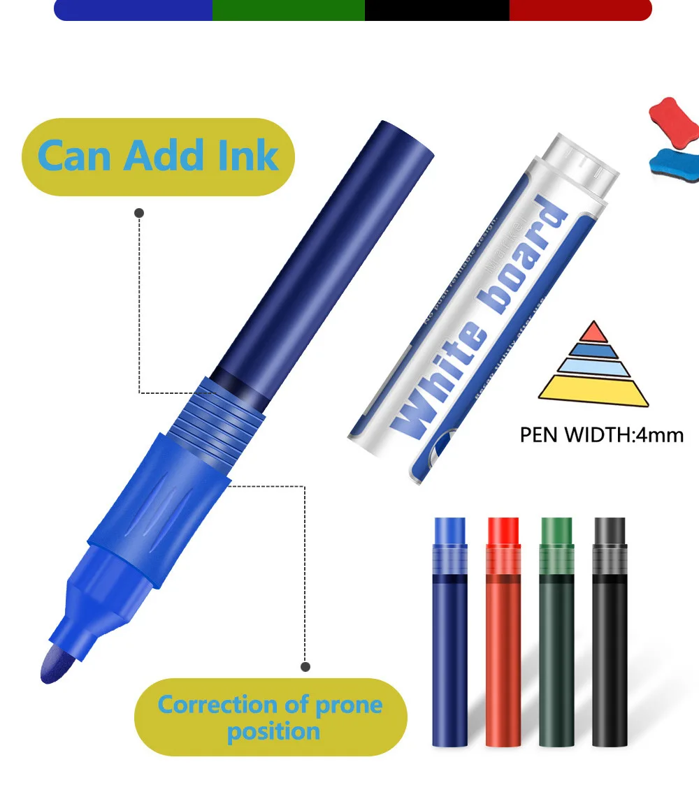 4/12Pcs Set Löschbaren Magnetischen Whiteboard Marker Stift Tafel Marker Kreide Glas Keramik Büro Schule Kunst Marker Schreibwaren – Detail 5