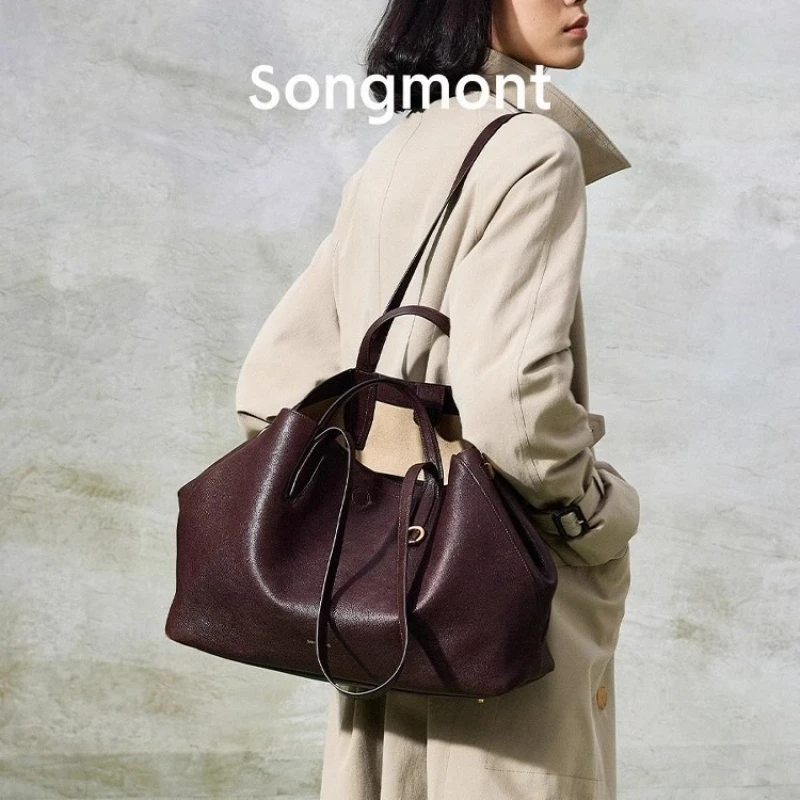 Songmont trace series tote bag women's head layer cowhide large capacity commuter shoulder handbag