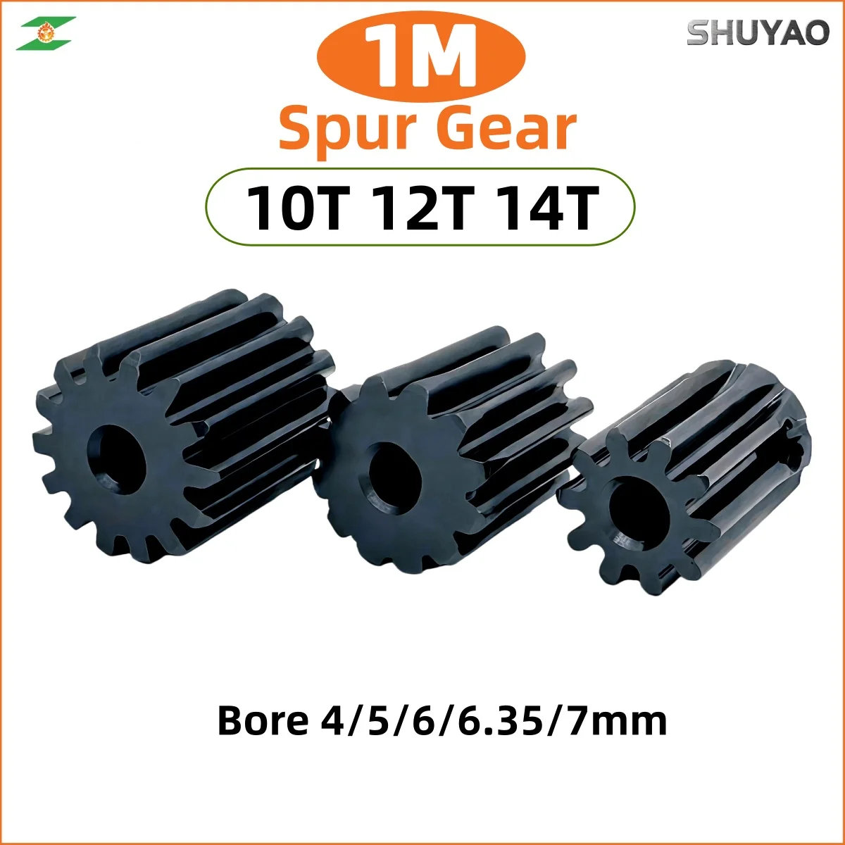 Module 1 Spur Gear 1M-10T/12T/14T SC45#Carbon Steel Material Motor Gear Bore Size 4/5/6/6.35/7 mm Transmission Accessories