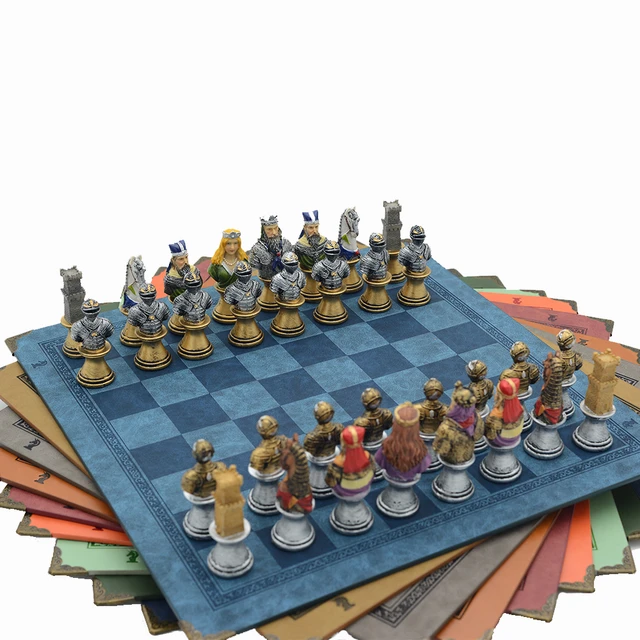 Medieval Warrior Character Themed Chess Board Game Collection Luxury  9-color Chessboard Optional Gift Box Packaging Resin Set - AliExpress 18