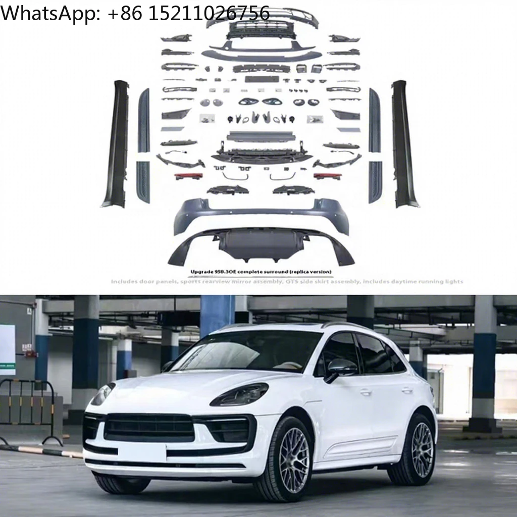For For  Macan 2014-2021 Body Kits for Cars 95B Upgraded 2023 Front and Rear Bumpers Daytime Running Light Side Skirts