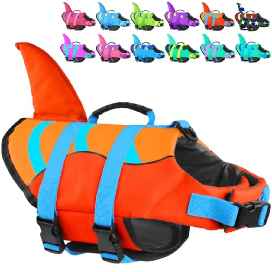 

Спасательный жилет для собак Shark Dog с высокой плавучестью, износостойкий нейлоновый жилет-поплавок для плавания и катания на лодках, спасательный жилет для домашних животных для маленьких собак