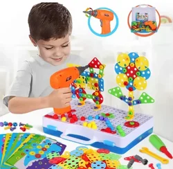 Interactive Educational Toy Set for Boys Girls Pretend Play Drill and Tool Kit with Electric Screwdriver Children's Gifts