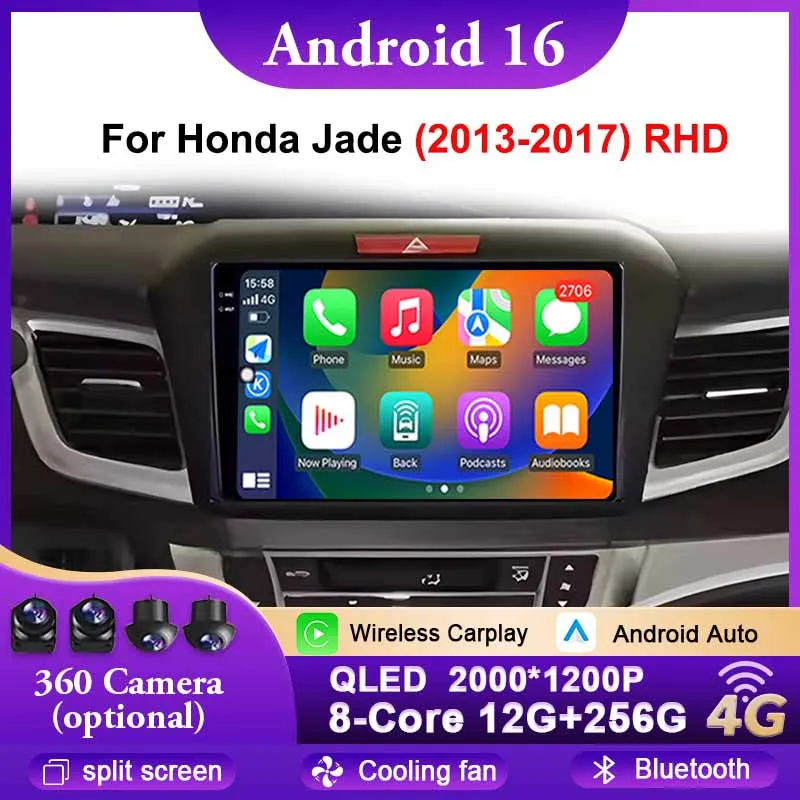 

Android 16 Car Radio For Honda Jade 2015 -2017 RHD Multimedia Video Player Qualcomm 4G WIFI Carplay Auto QLED GPS BT Head Unit