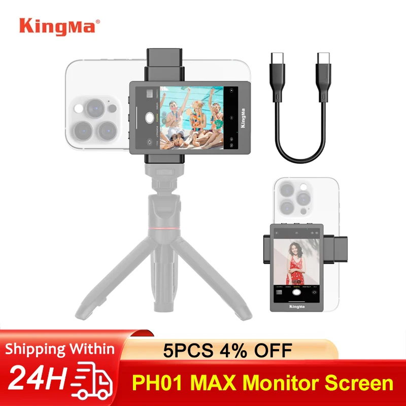 

Kingma PH01 MAX Monitor Screen Using Phone Rear Facing Camera for Selfie Vlog Live Stream Video Recording for Android and iPhone