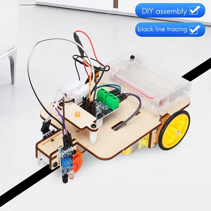 Kit de Robot de coche inteligente de línea negra, piezas de automóvil de patrulla inteligente, Kit de bricolaje