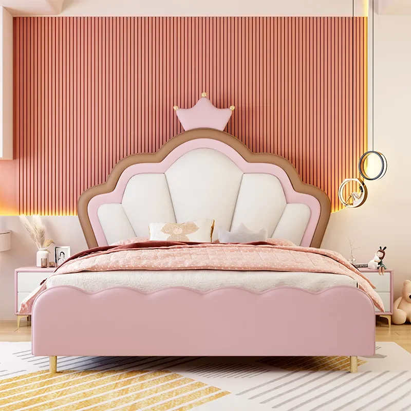 for Children Bed Girl Princess Bed Modern Simple 1.5m 1.35m Small Apartment Storage Kids Room Girl Leather