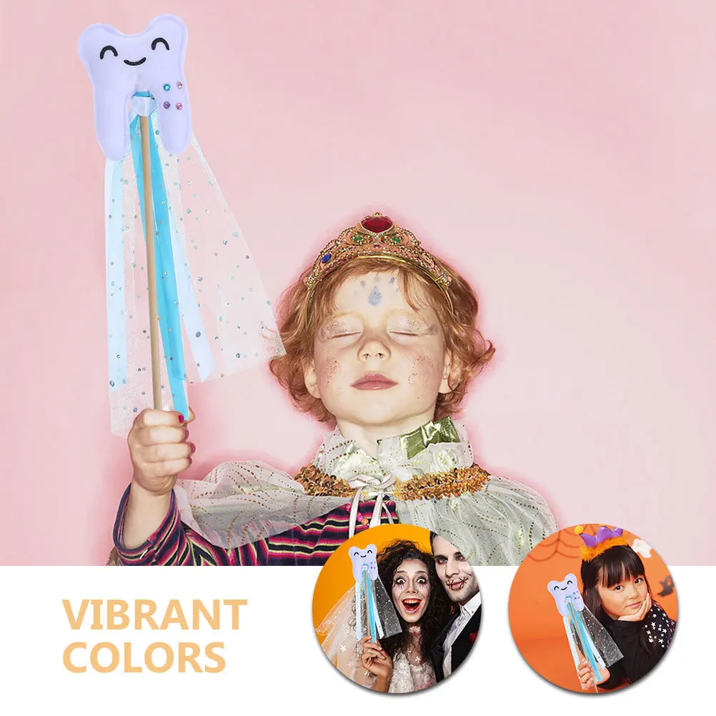 2 قطعة عصا الجنية الأسنان تصميم فريد من نوعه على شكل أسنان ملون لحفلات الأطفال فستان الأداء الدعائم الأميرة الجنية الصولجانات