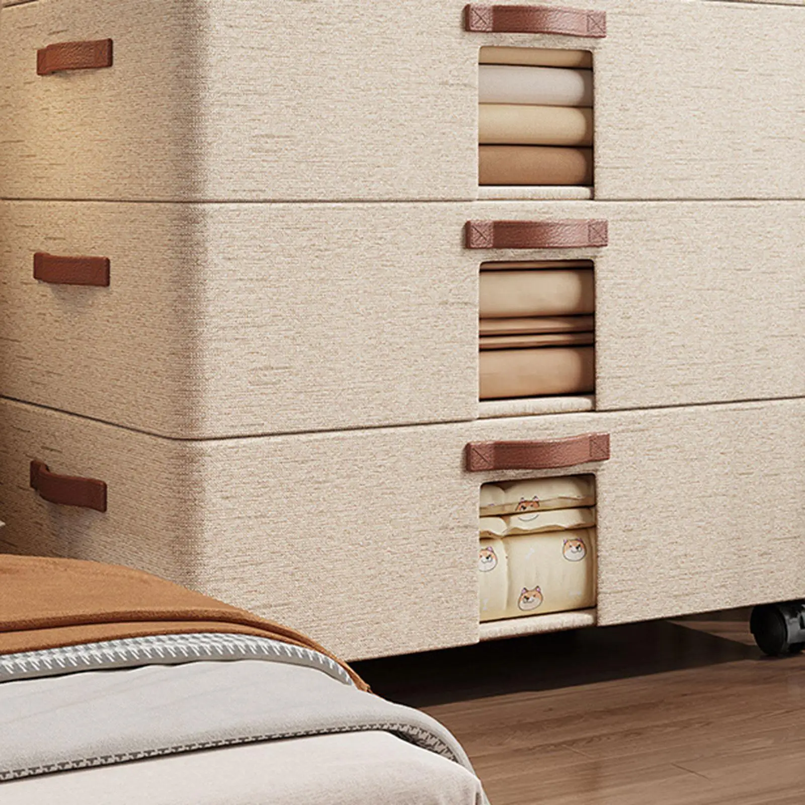 1 Pc Under Bed Storage Container with Wheels Multipurpose Space Saving Large Capacity for Home Bedroom Books Shoes Pillows