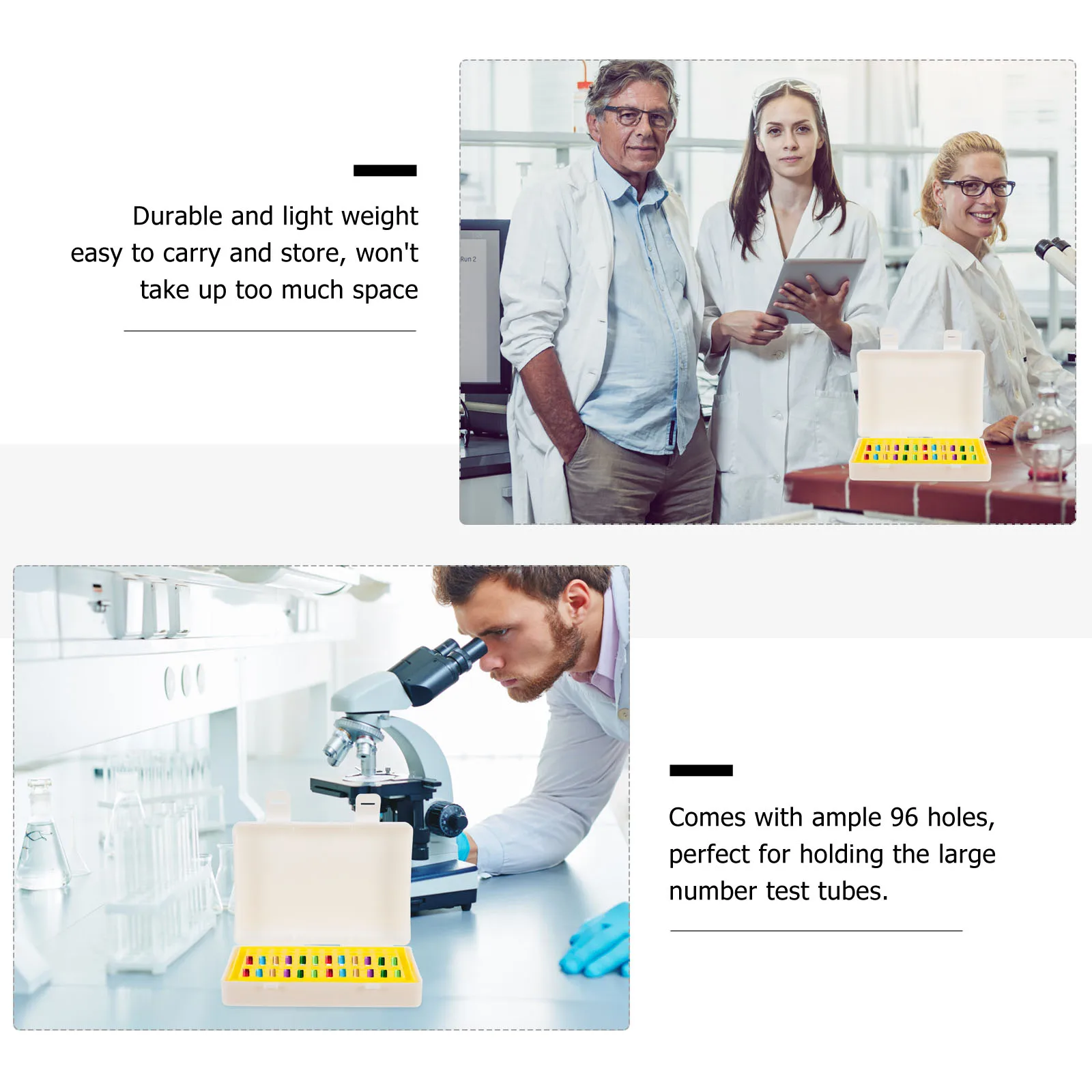 

96 well Tube Bracket PE Lab Test Holder 96 Holes Micro tubes Case Rack Lightweight Storage