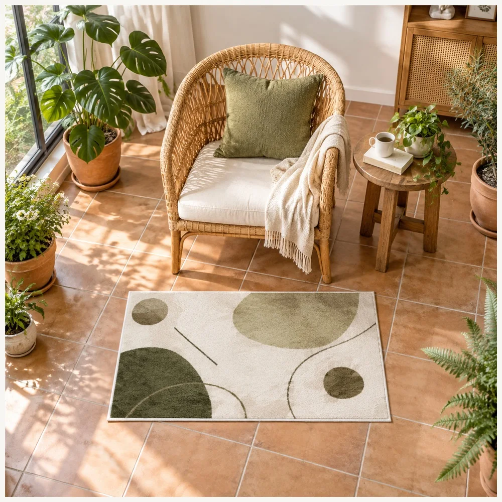 VIKAMA Abstract Wabi Sabi Door Mat, Thick Memory Foam Non Slip Flannel Rug, Modern Abstract Floor Mat for Home, Entryway