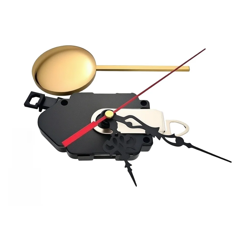 Silent Quartz Pendulum Clock Movement for kit with 3 Hand Sets and for All Required Hardware for Clock Restoration Tasks