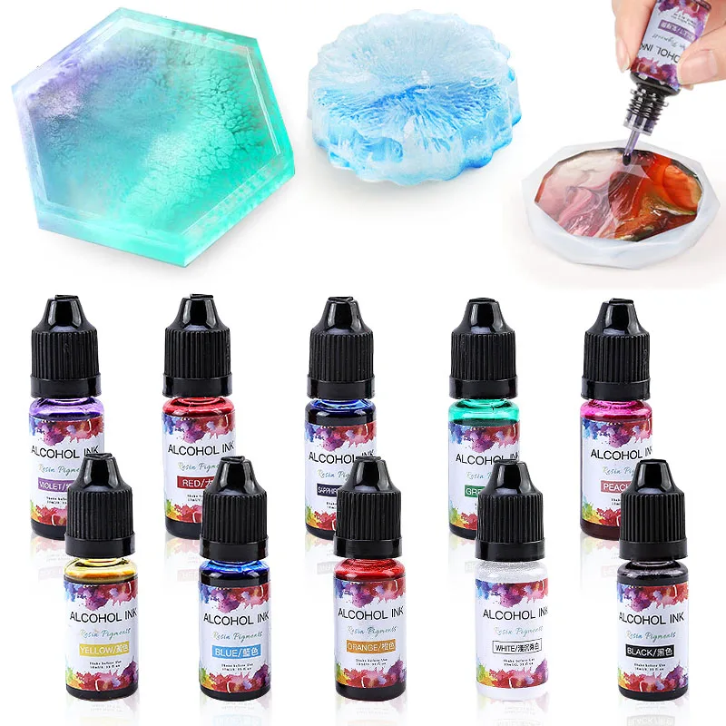 10ML Art Ink Alcohol Resin Pigment Liquid Resin Colorant Dye Ink Diffusion for UV Epoxy Resin Jewelry Making DIY