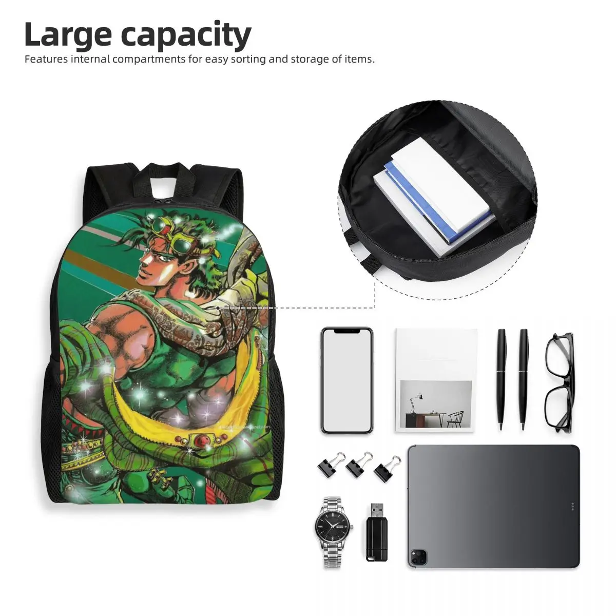 Jojo Bizarre Adventure Joseph Joestar Backpack Student Boys Girls BookBag School Bag Computer Shoulder Bags