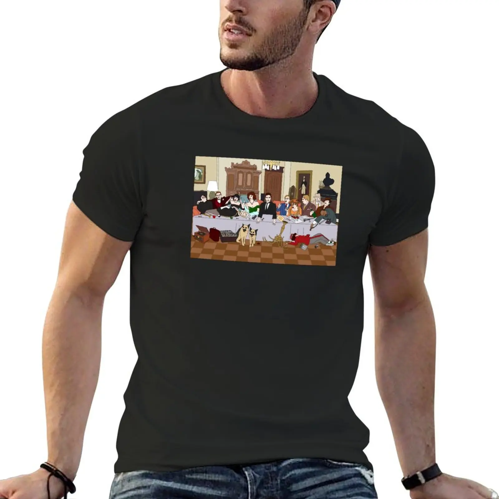 T-shirt manches courtes pour homme, 100 coton, style vintage et scopique, inspiré du manoir The Last Supper at Boddy