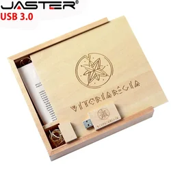 Clé USB 3.0 avec logo gratuit, album en bois, clé USB, clé USB, clé USB, 16 Go, 32 Go, 64 Go, 17cm x 17cm, grande boîte, cadeau de mariage