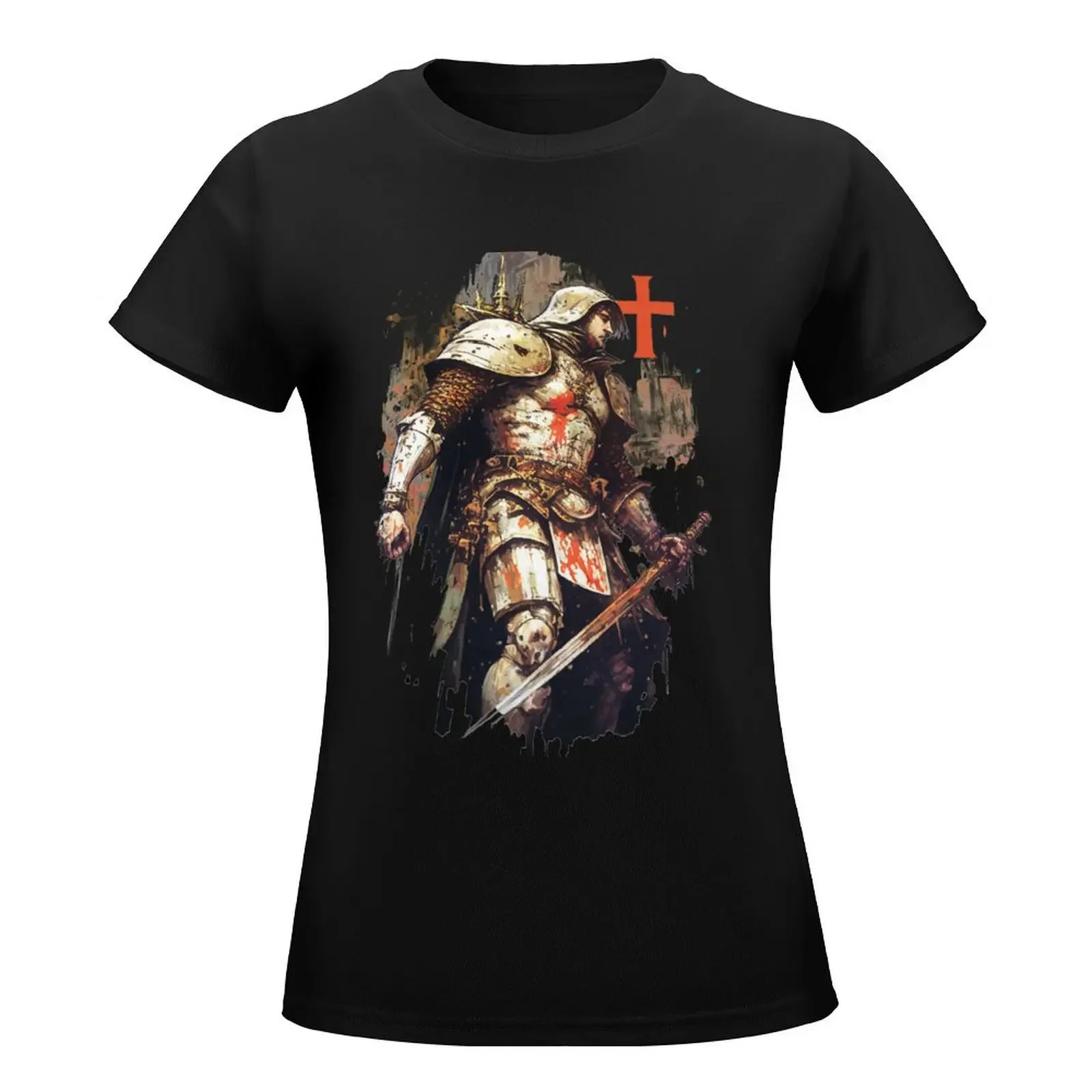 Medieval Knight Templar T-Shirt kawaii clothes Female clothing Top Women