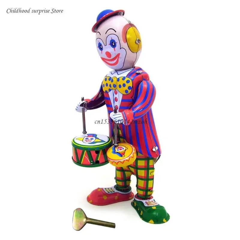 

Nostalgic Wind up Clown Drumming Toy with Music for Bar Desktop Accessories Dropship