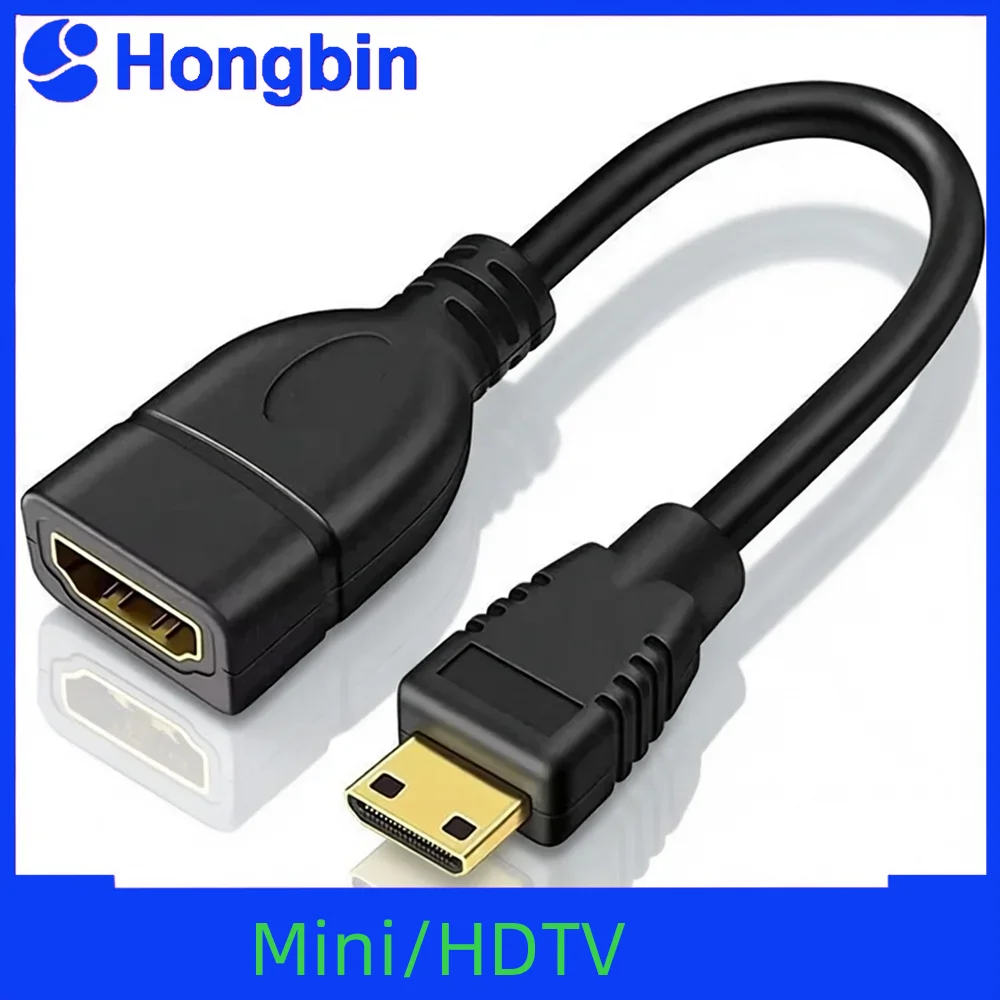 Mini HDMI to HDMI Female Compatible Cable 1.4 Converter for Screen Mirroring Laptops, DSLR Cameras, Computers