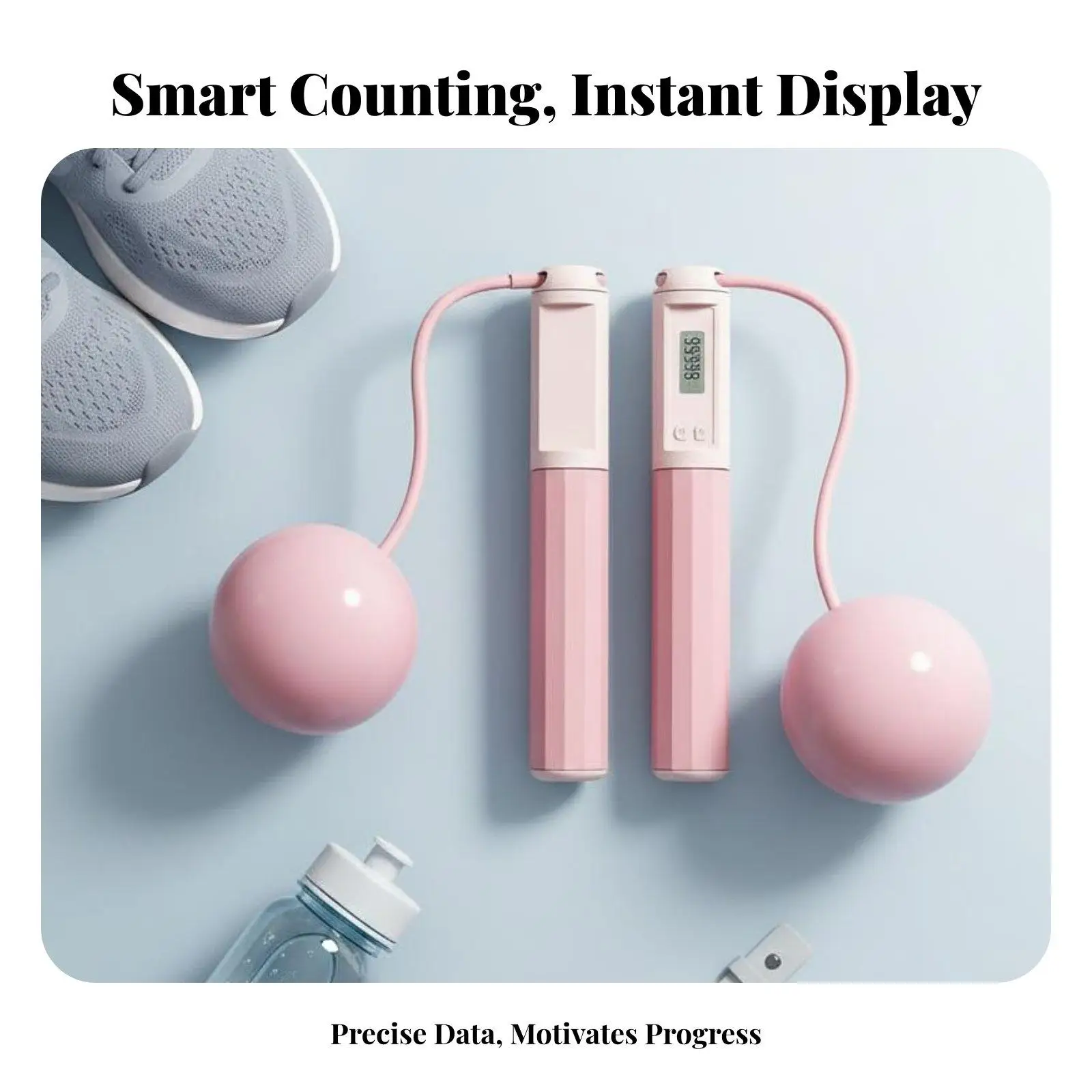 Fitness Jump Rope Smart Counting Ropeless Option Adjustable Speed Bearing Digital Calorie Tracking for Adults