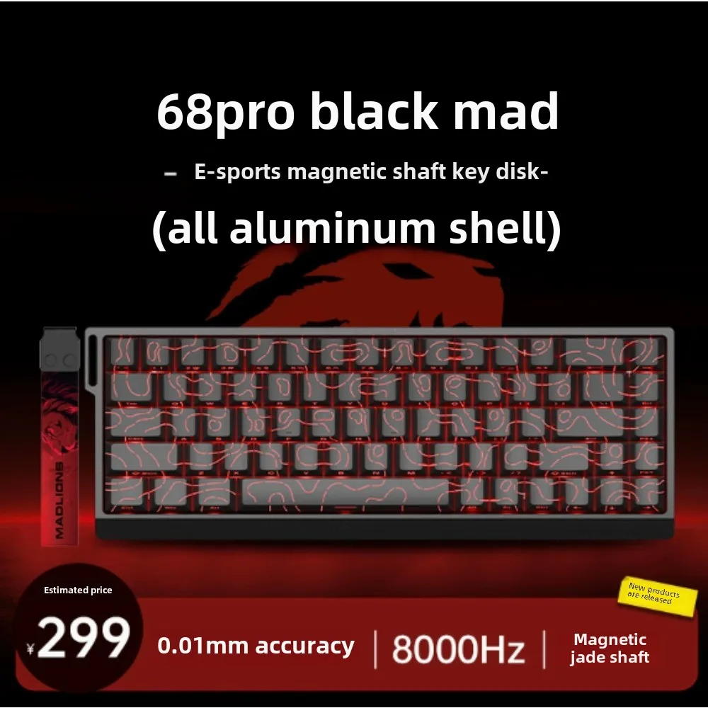 MADLIONS MAD 60/68HE clavier à interrupteur magnétique de jeu 8K filaire 61/68 touches Web Drive retour personnalisé RT temps de touche réglable échange à chaud