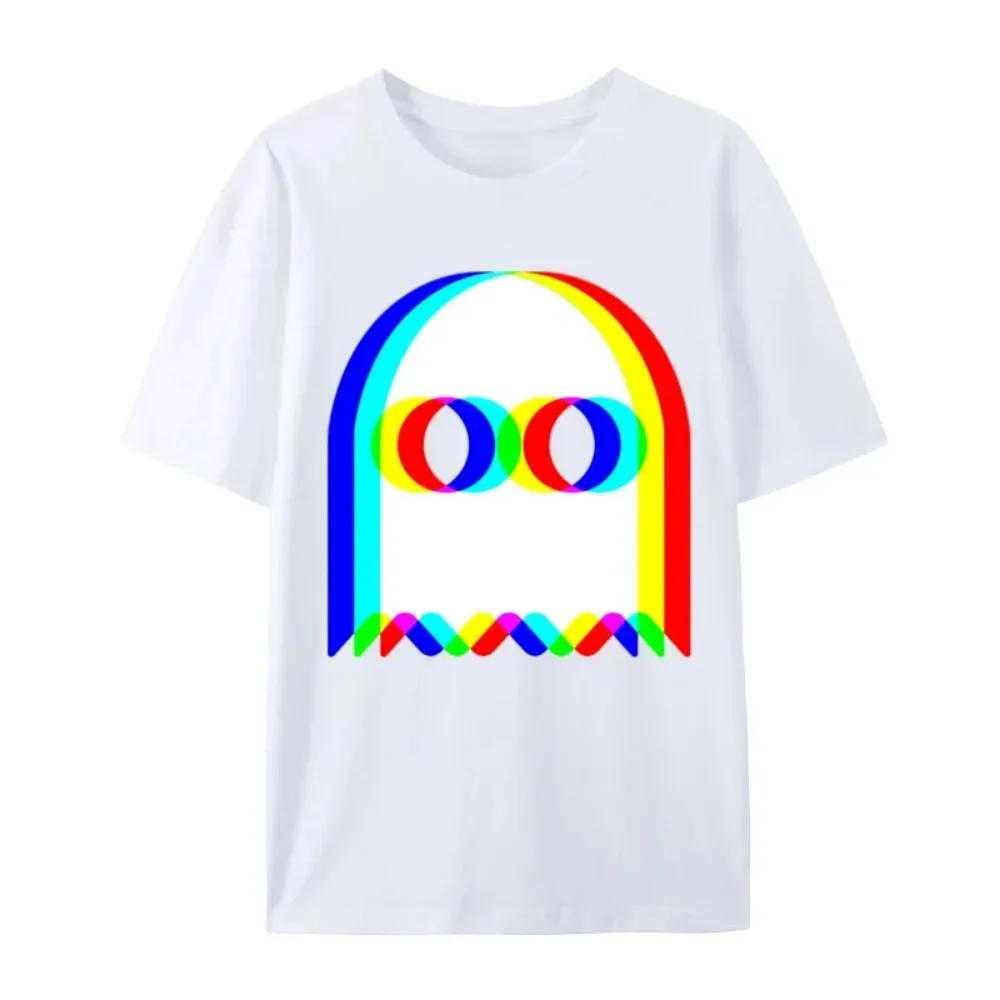 Funny Ghost Psychedelic Vaporwave Halloween Techno Wild EDM Music New Product Ordinary Cartoon Cool Men and Women Casual T-shirt