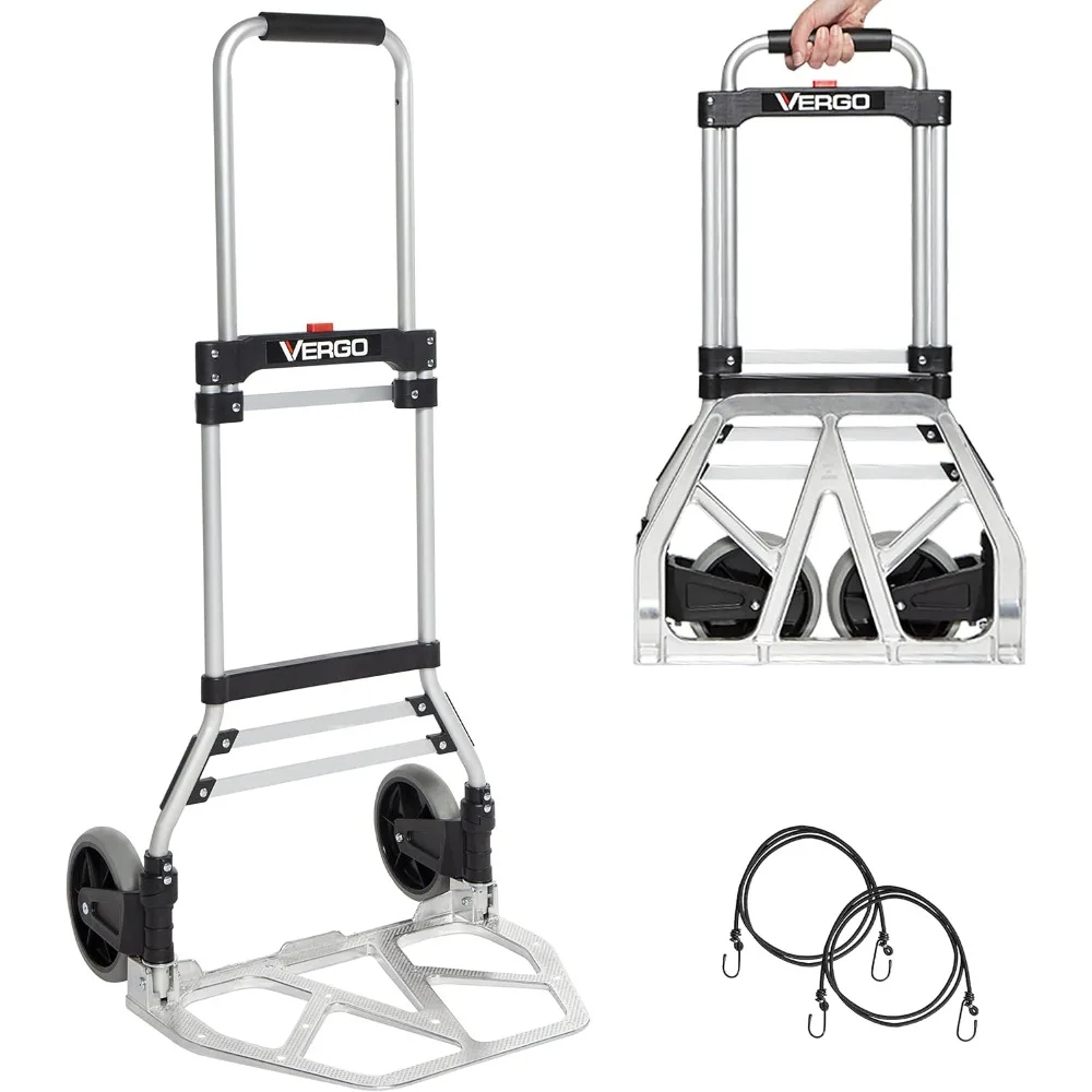 

Vergo Industrial Folding Hand Truck - 275 lb. Capacity Dolly Cart - No Assembly Required Hand Cart, Lightweight, Collapsible