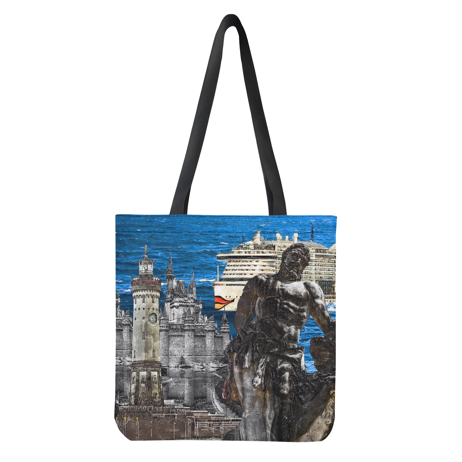 Customized Landscapes Of Various Countries Pattern Tote Bags Reusable For Women Fashion Handbag Large Capacity Shopping Totes