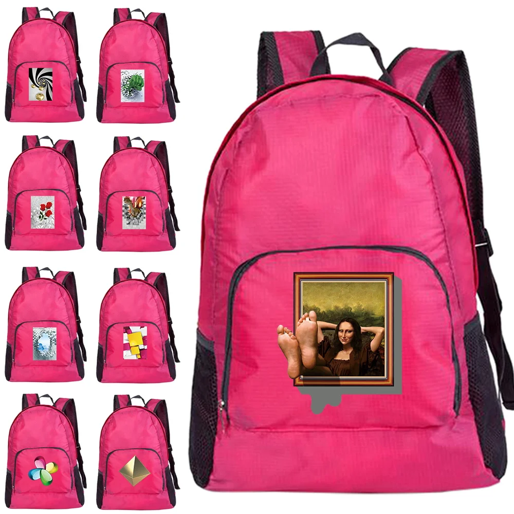 Bolsa de montañismo ultraligera plegable para actividades de empresa, bolsas de viaje al aire libre, serie de impresión 3D, mochila ecológica para senderismo