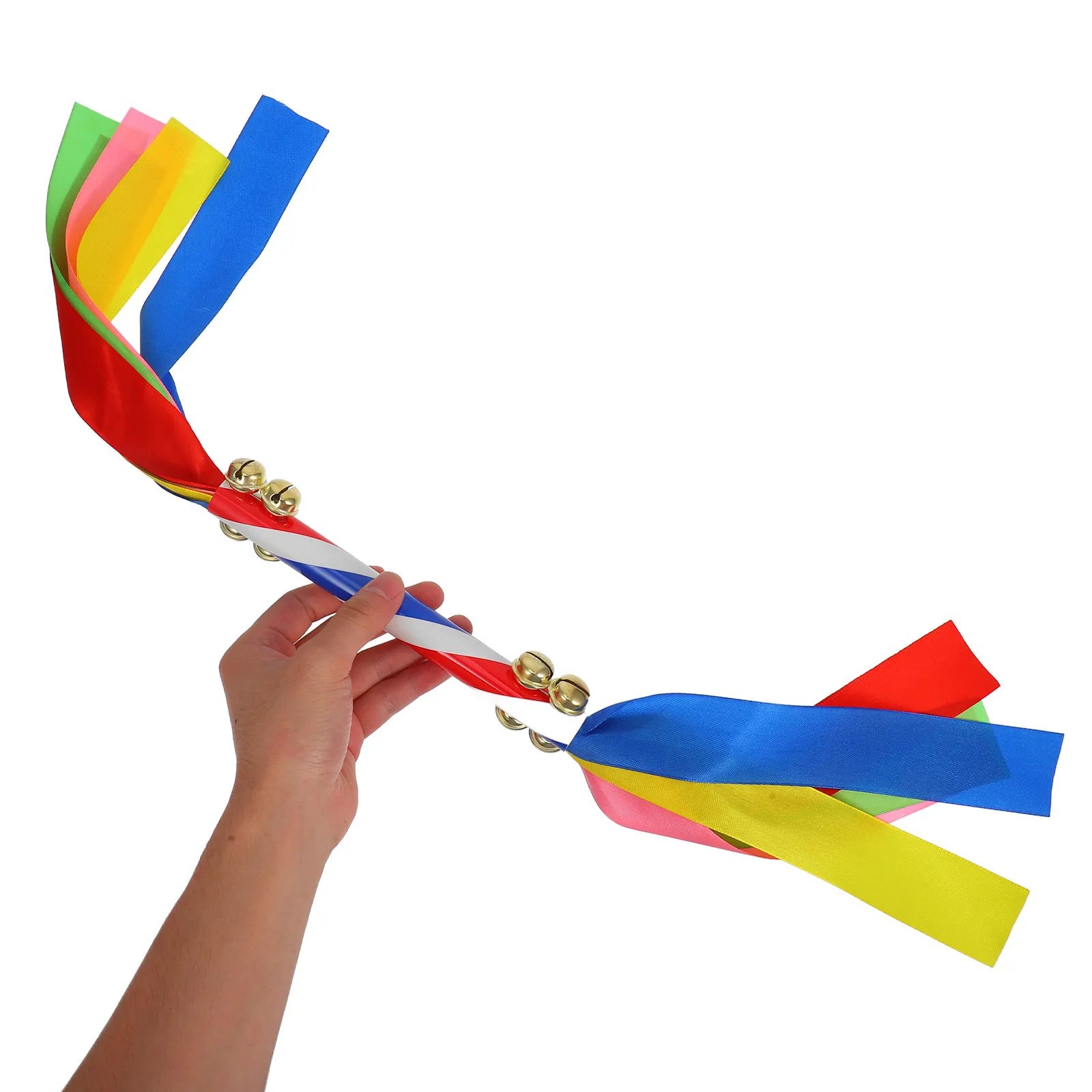 2Pcs Cheer Props Bells Colorful Ribbon Handheld Pom Poms Cheerleader Dance Competition Gymnastics Shakers Sports Events