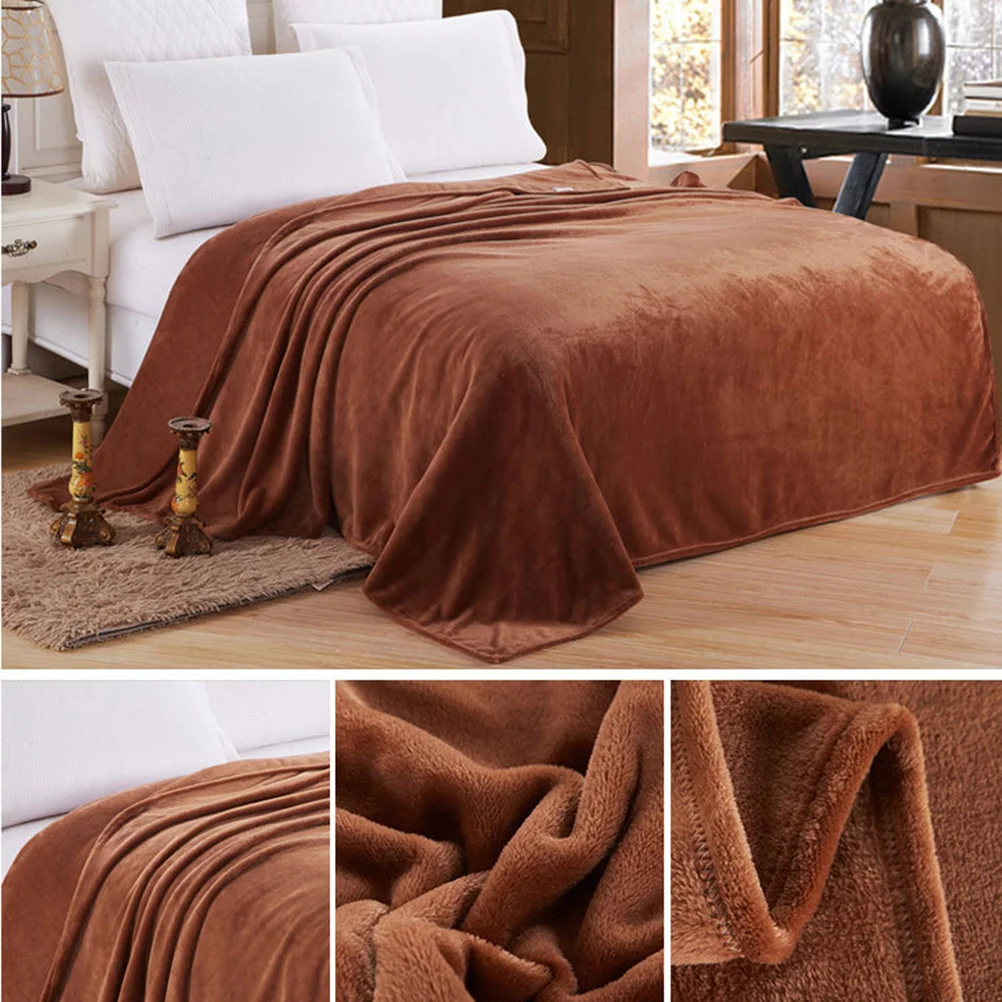 

120x200cm Flannel Fleece Blanket Premium Soft Solid Color for Bed Couch Home Decor Warm Lightweight Camping Blanket