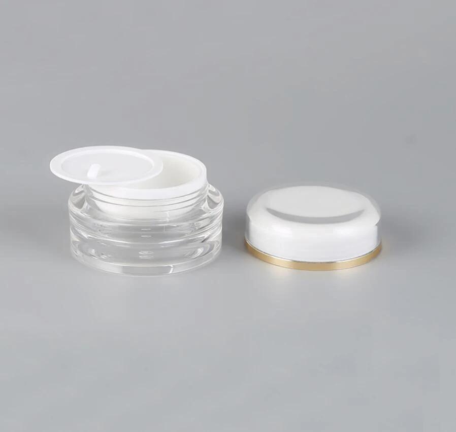 15g white round cream jar silver/gold rim eye serum/day cream/essence/gel/moisturizer wax acrylic pot skin care cosmetic packin