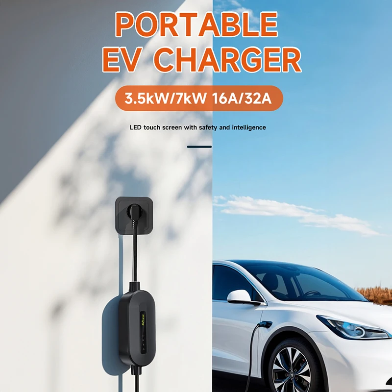 Non Screen 7KW Electric Vehicle Charging Station Mode 2 Home Charger for European National And American Cars
