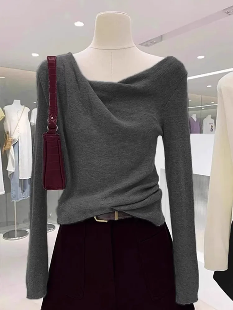 

Women's Slim Fit Knitted Sweater V-Ne Long Sve Regular Length Autumn Winter Faion Commute Sle Base Layer irt