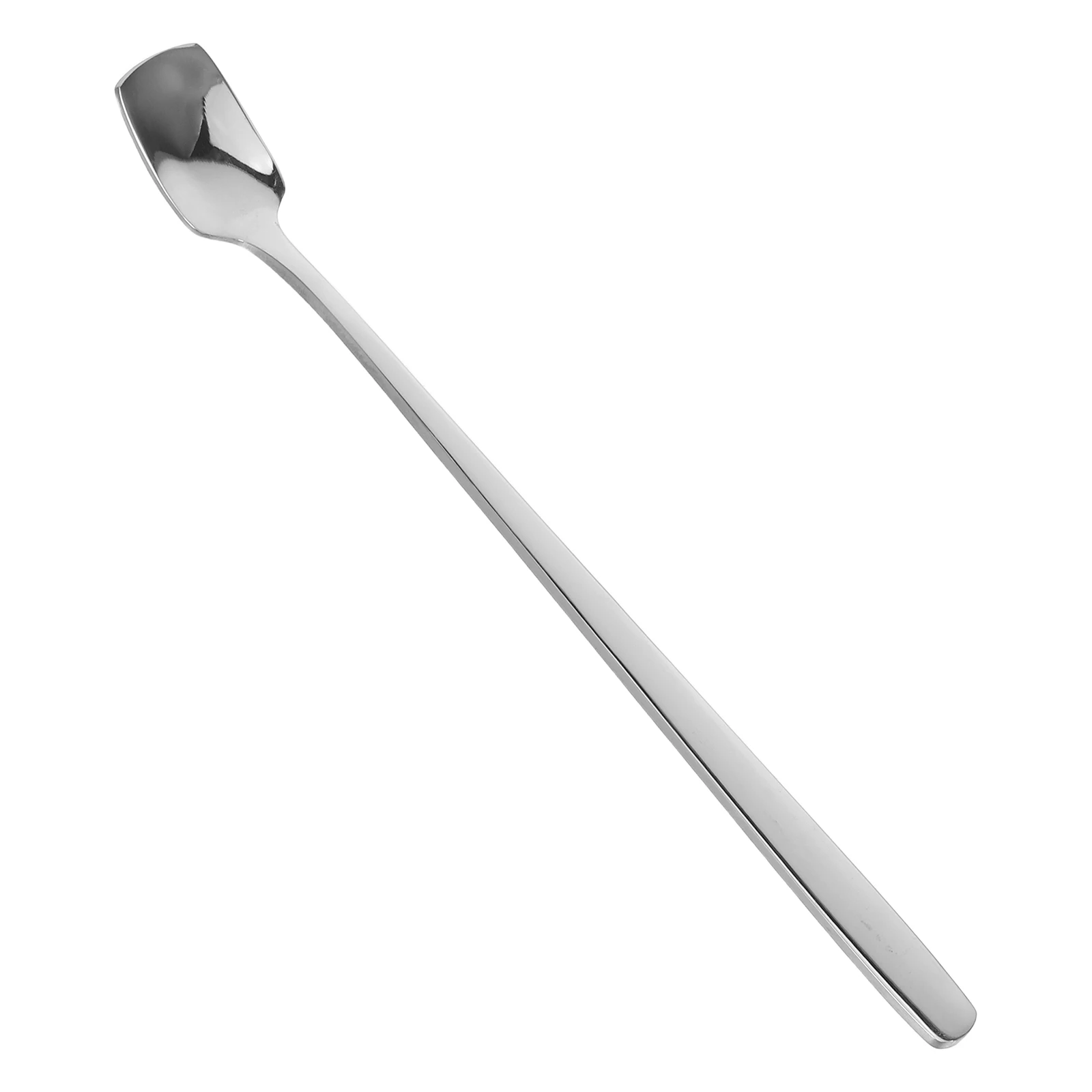 

Stainless Steel Spoon Long Handle Square Head Mirror Polished Coffee Spoon Ice Cream Teaspoon Kitchen Supplies Silver For Home