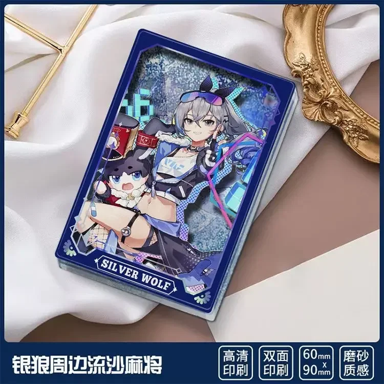 Anime Honkai: Star Rail Silver Wolf Cosplay onion double flash Badge desktop Decoration Acrylic Quicksand Mahjong