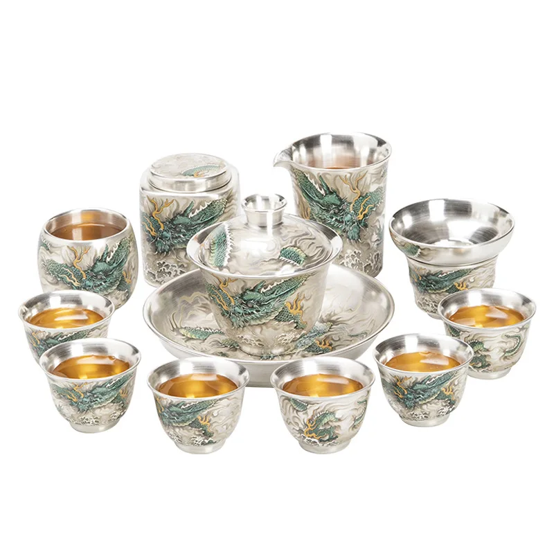 

Pure handmade cover bowl high-end silver pot ******lver teacup