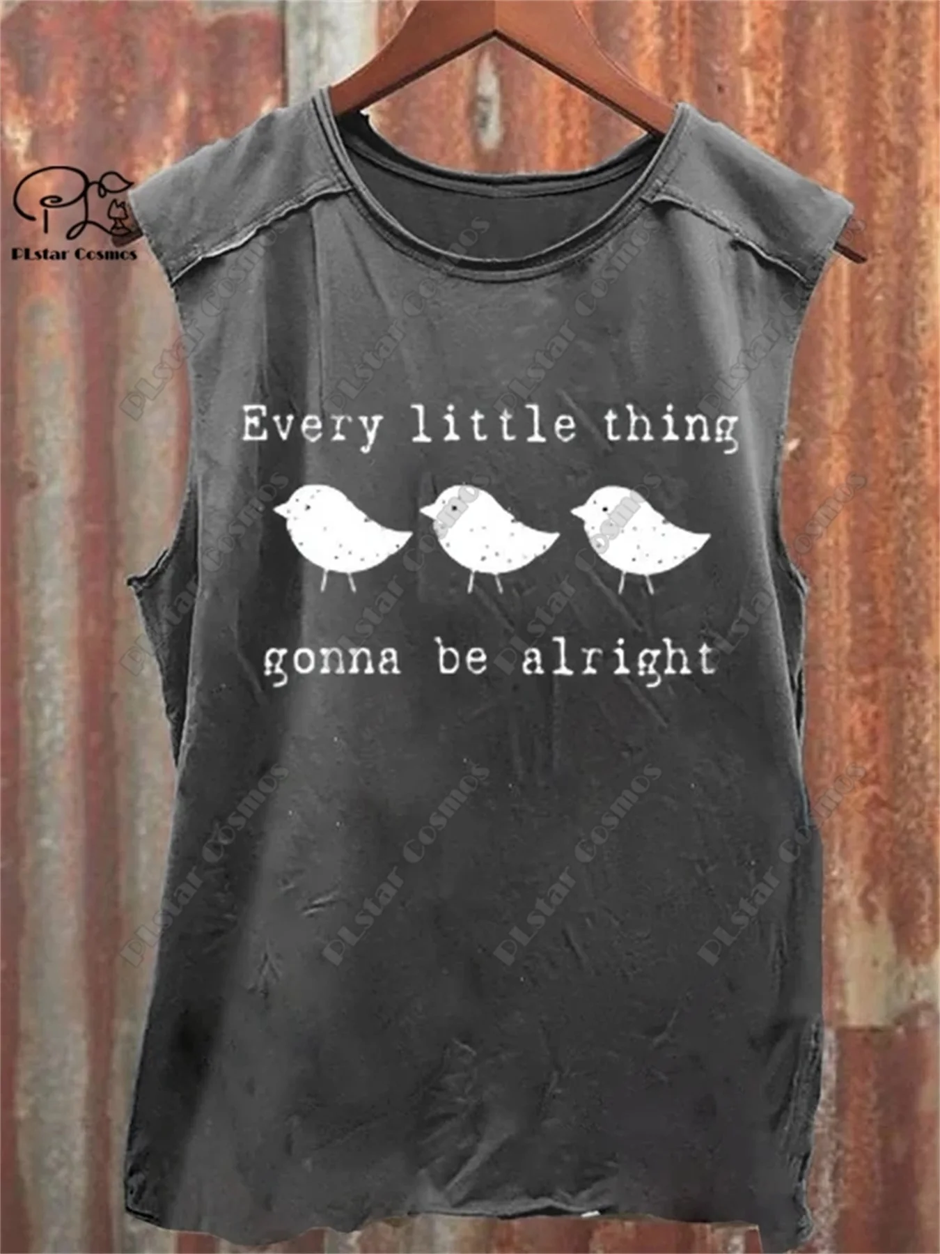 New Women's 3D Printed Every Little Thing Gonna Be Alright Series Multi-Color Art Print Casual Round Neck Sleeveless Vest  1