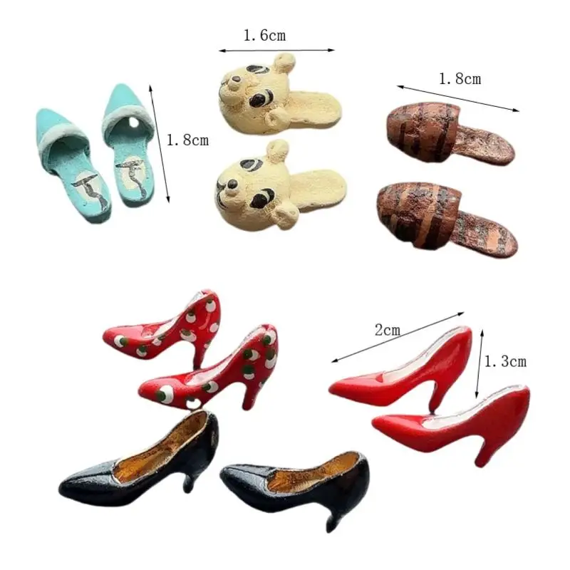 

1Pair Dollhouse Miniature High Heels/Mini Slippers Decoration Model 1/12 Doll Shoes DIY Accessories Toys