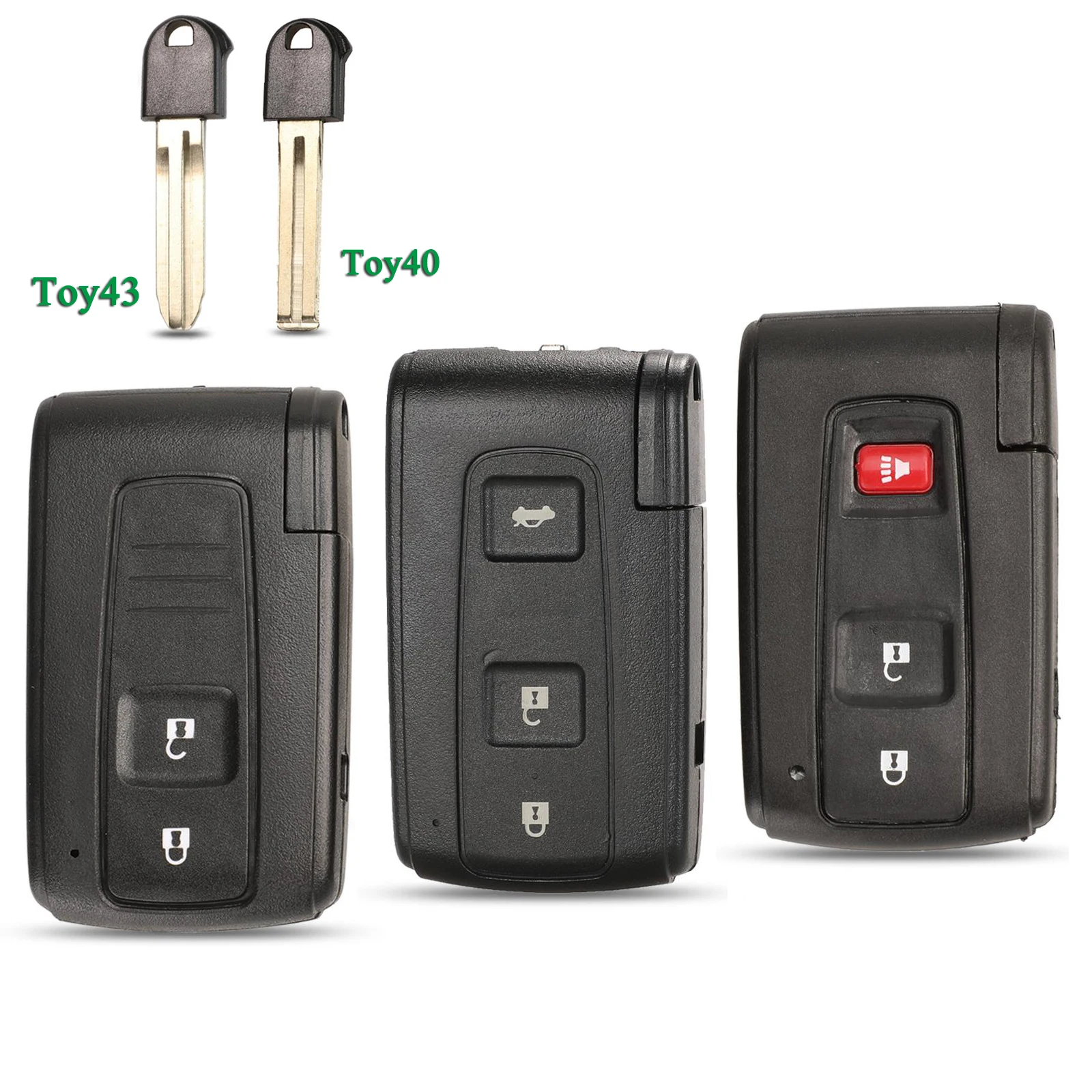 

jingyuqin 2/3 Button Remote Car Key Shell Case For Toyota Prius 2004 2005 2006 2007 2008 2009 Fob Replacment Toy40 Toy43 Blade