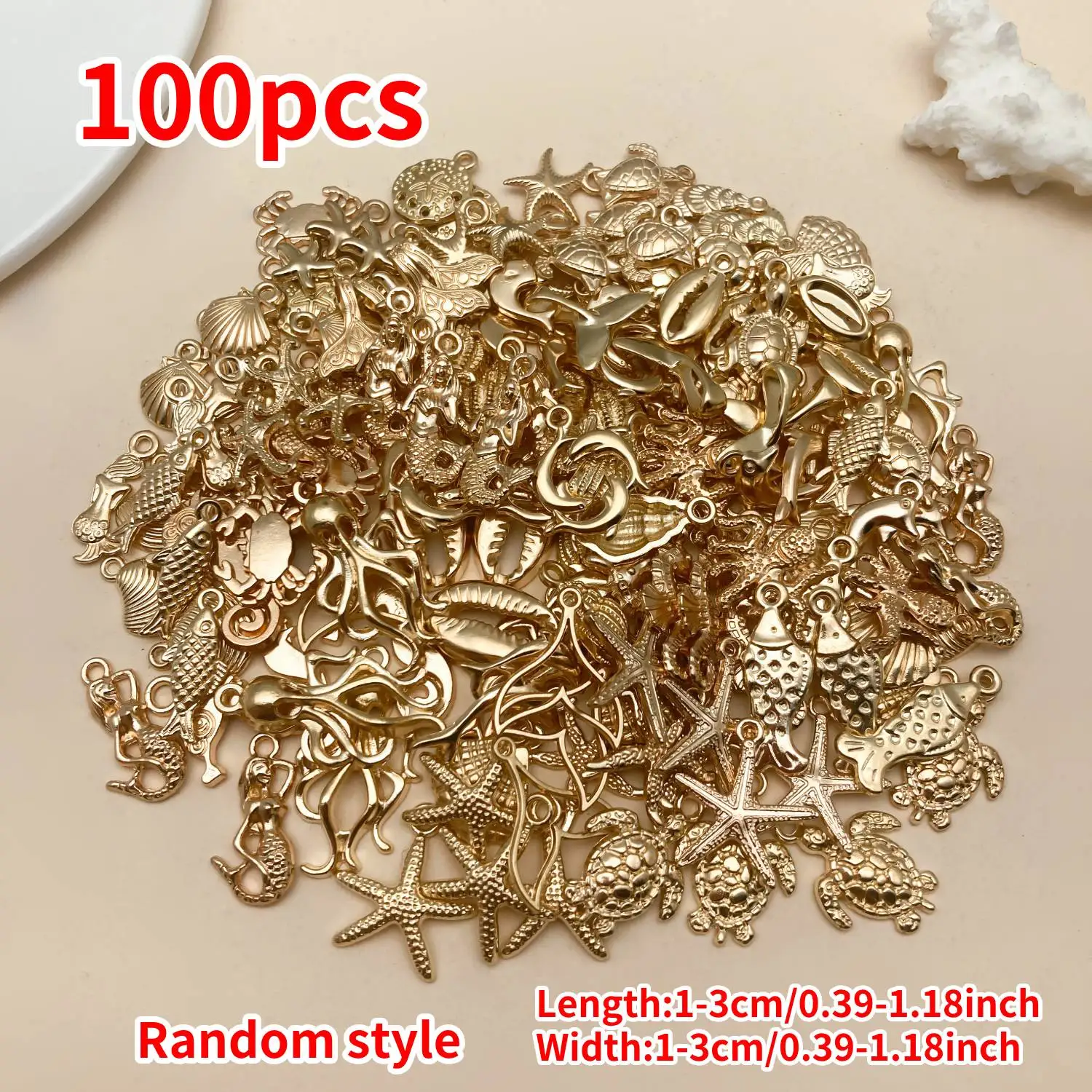 Mixed Alloy Ocean Shells and Stars Charms for DIY
