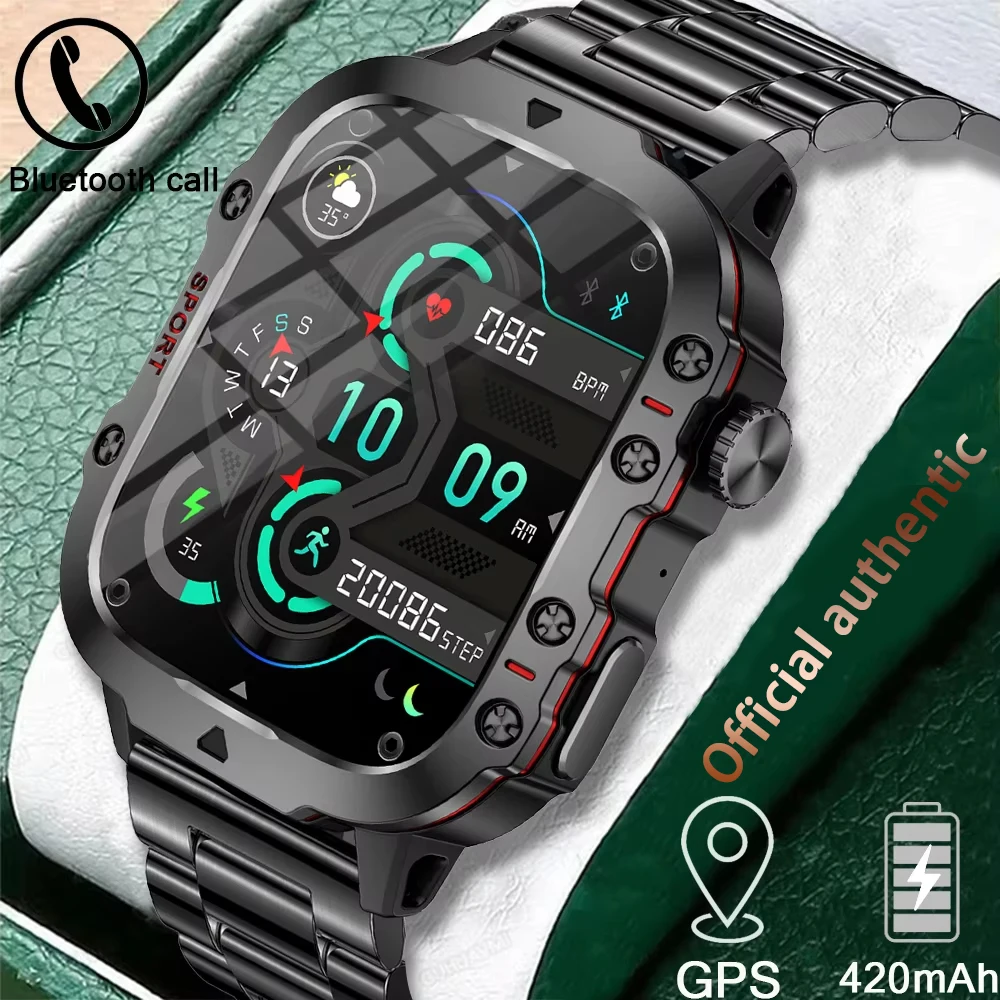 

New 1.96-inch screen 420 mah Bluetooth Call Voice Assistant man SmartWatch GPS Sports Fitness 3ATM Waterproof For IOS Android
