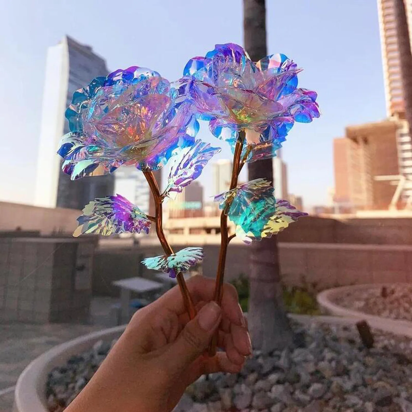 10/20/30/40/50pcs Eternal Galaxy Rose Gold Flower Foil Artificial Crystal Rose Valentines Day Gift Unique Gifts For Graduate