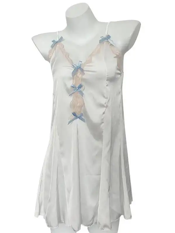 Exotic Summer Fashion Korean Edition Sweet and Cute Girl Style Lace Fresh Hanging Strap Off Back Bow Sticker Elegant Dress LS12
